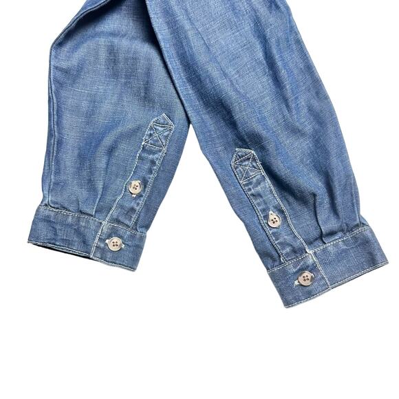 Lucky Brand | Women | Chambray Linen Blend Popover Mini Shirt Dress | Sz Small - Picture 11 of 12